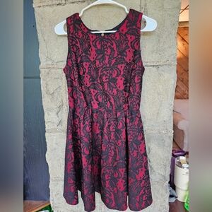 Elegant Black and Red Lace Dress